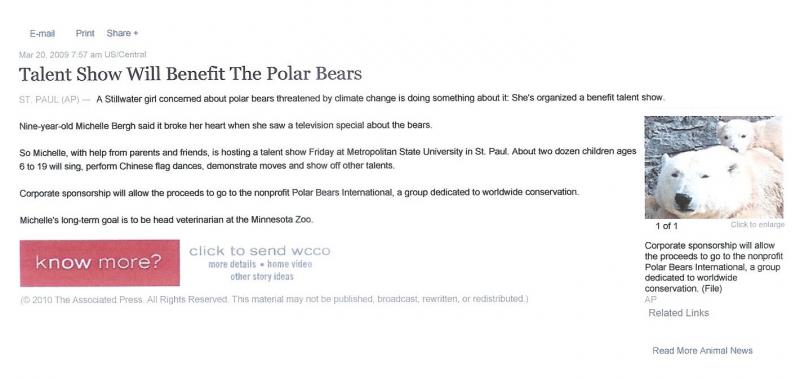 Talent Show Will Benefit The Polar Bears